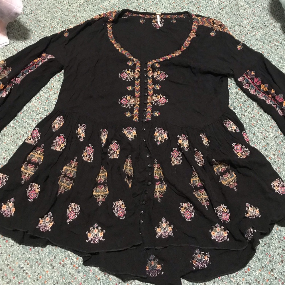 Free people blouse. Size small colorful embroidery